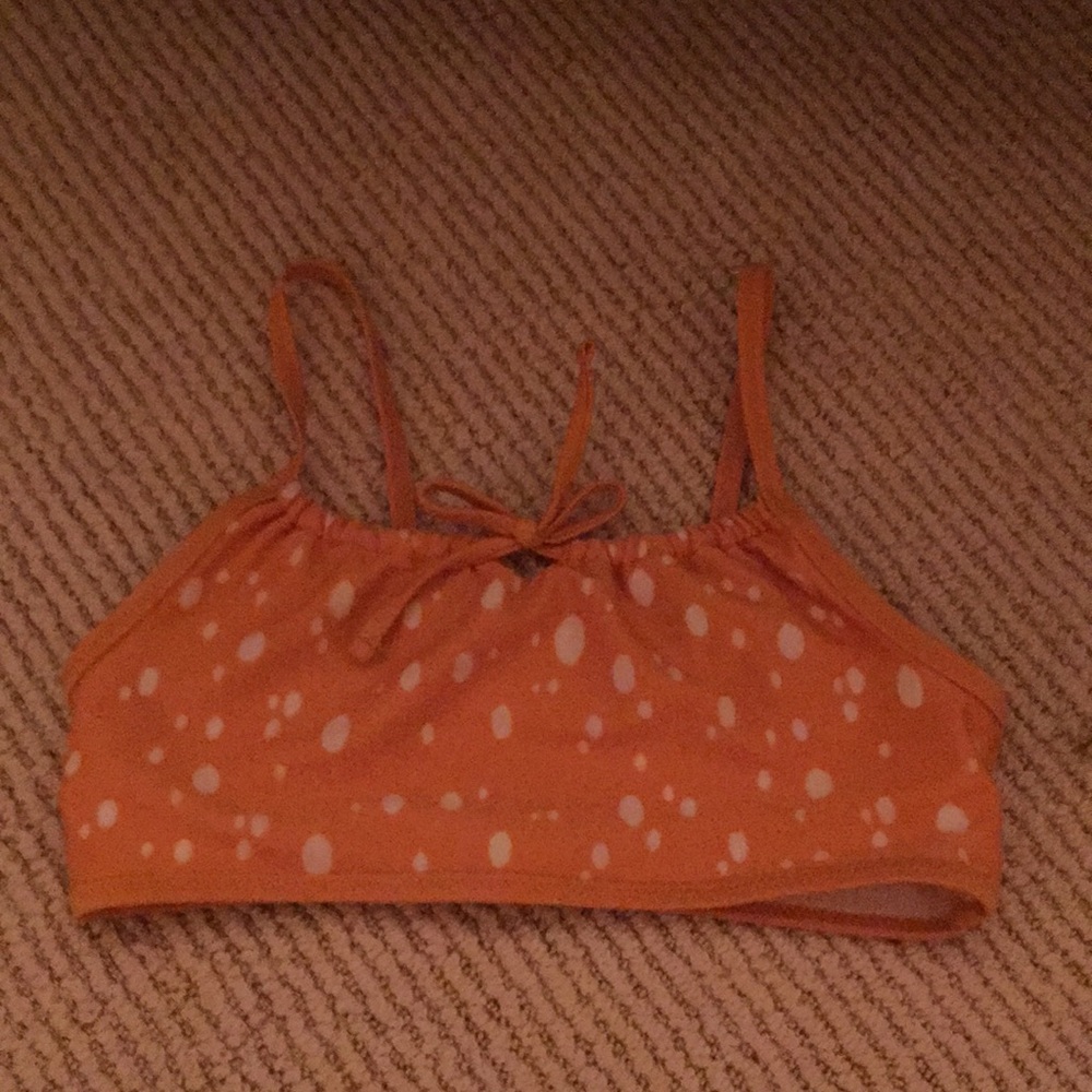 Orange polka dot swimsuit, cute